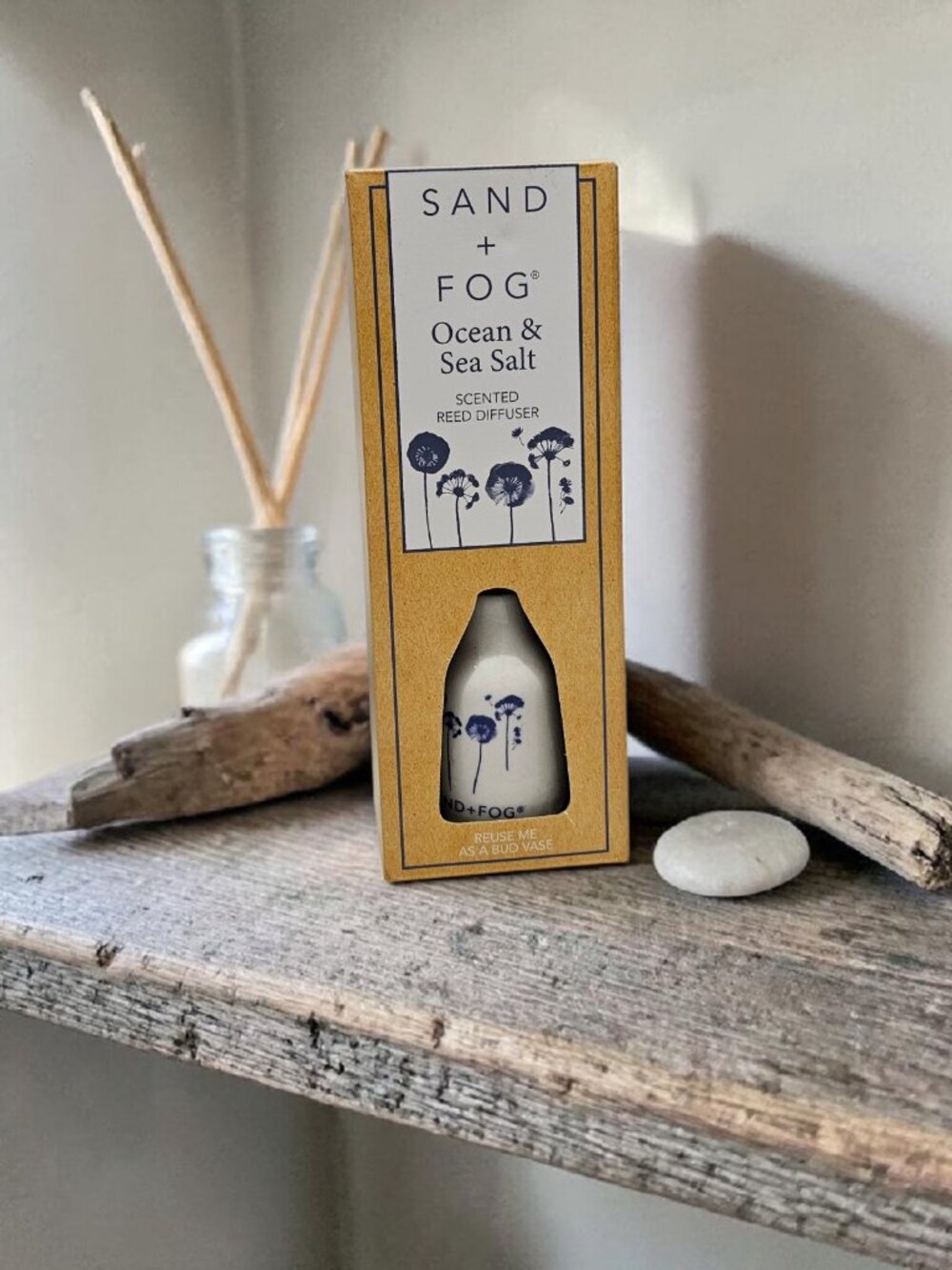 Sand & Fog California Ocean & Sea Salt Reed Diffuser Vase Essential Oils New